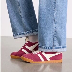 Gola Sneakers Womens Elan Trainer 7 Cerise Pink CLB538 Retro Suede Gum Sole